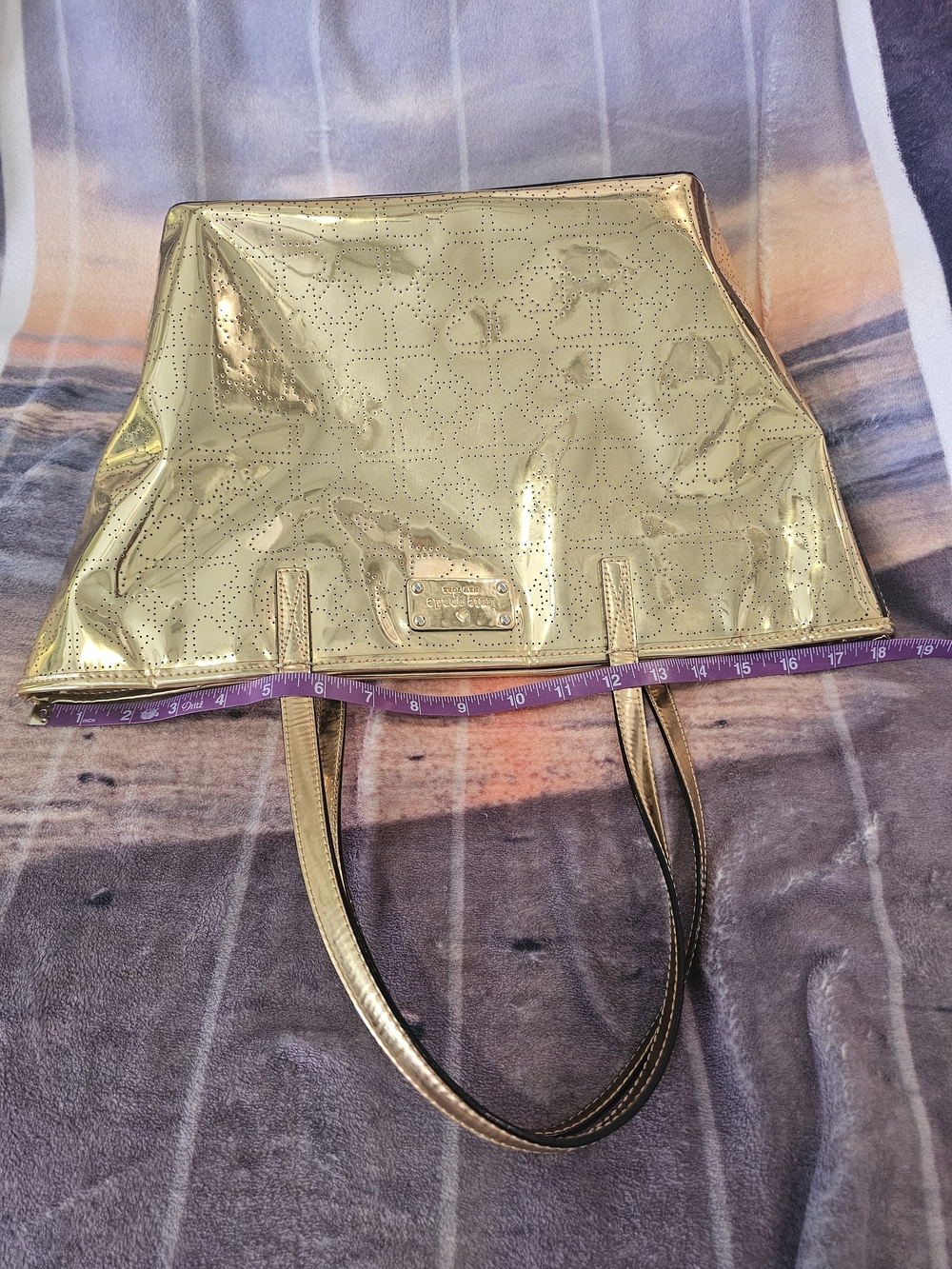 kate spade Metallic Gold Perforated Patent Tote - Picture 16 of 16